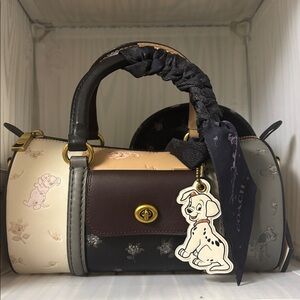 NWT Coach X Disney Dalmatians Barrel Bag with matching scarf